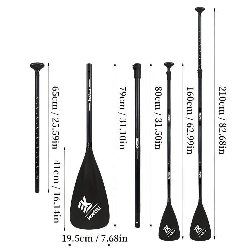 KOETSU 3 Sections Splicing Aluminum Alloy Nylon Paddle for Stand Up Paddle Board Surfboard, 210cm/ 82.68in Adjustable Water Paddle