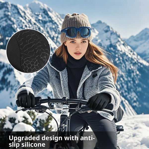 VILICO 1 Pair of Warm Winter Gloves Men Women Outdoor Sports Touchscreen Non-Slip Cycling Gloves Thin Edition with Velvet-L/XL