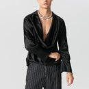 INCERUN Mens Shirts Solid Color Long Sleeve Top Shirts Summer Fashion  Stacked Neck Top Shirts Party Male Clothing