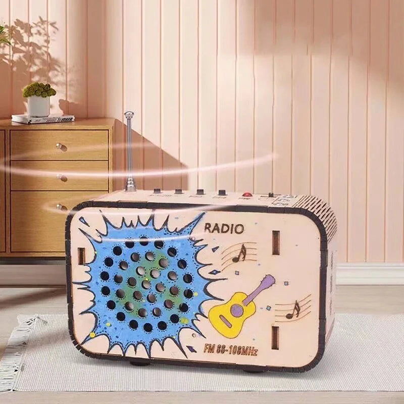 Small Science Technology Mini Wooden DIY Radio Models Handmade Homemade Assembly Puzzles Color Crafts
