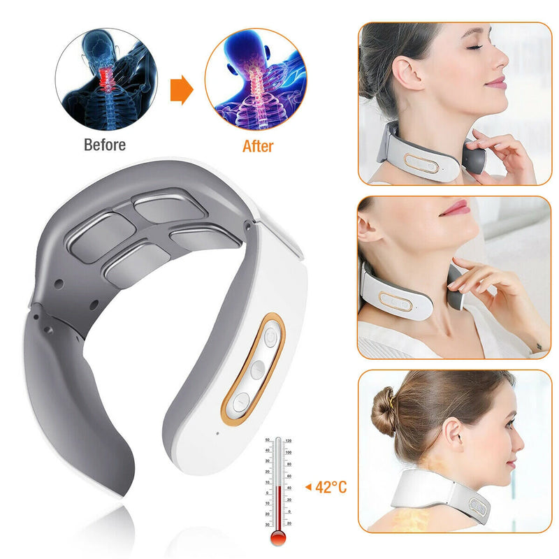 CHIGO 4-Head Neck Massager TENS Muscle Neck Massager Wireless Electric Neck Massager Device 6 Massage Modes 9 Strength Levels