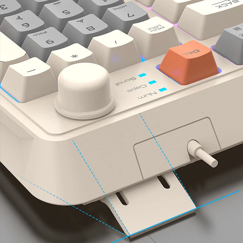 XUNSVFOX K82 94 Keys Wired Gaming Keyboard Three Color-block Luminous Mechanical-feel Station 19-key punchless Gamer Keyboard for Computer PC Laptop