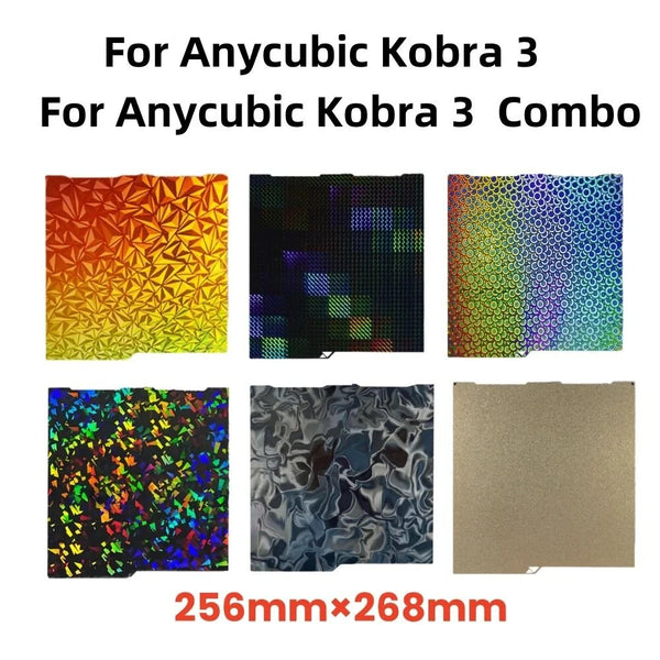 256x268MM PEI Magnetic Steel Sheet for Anycubic Kobra 3 Kobra 3 Combo Build Plate Spare Parts Double Sided Heat Bed