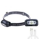 Outdoor Intelligent Sensing Headlight USB Charging Strong Bald Headlight LED Night Fishing Portable Night Running Light