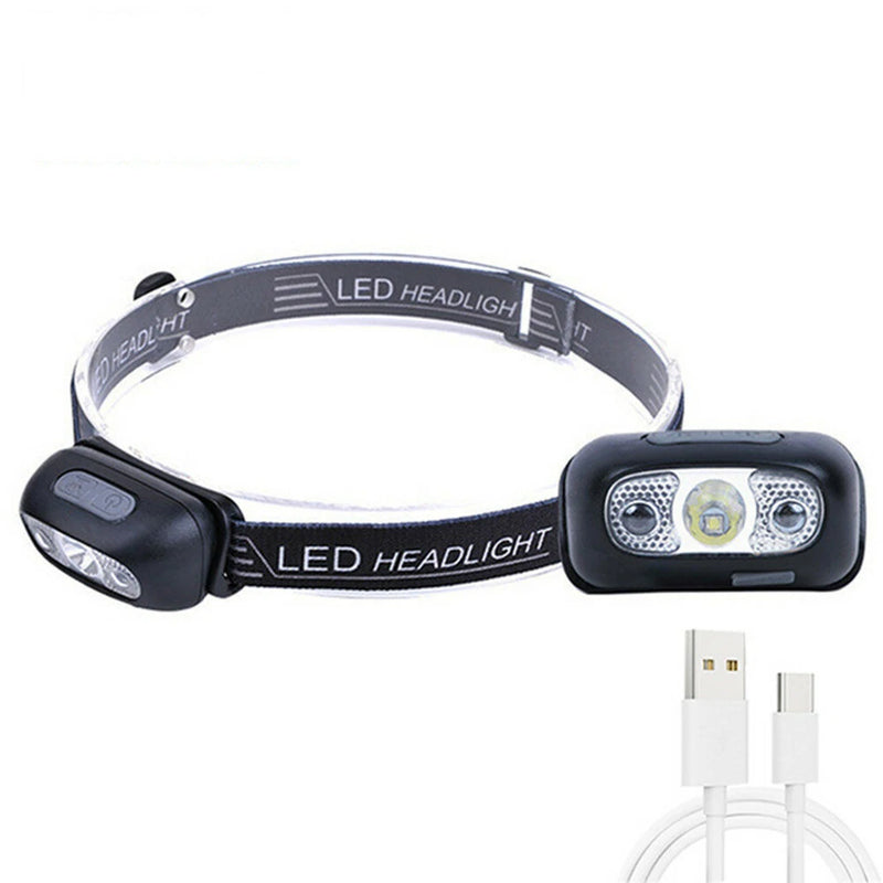 Outdoor Intelligent Sensing Headlight USB Charging Strong Bald Headlight LED Night Fishing Portable Night Running Light