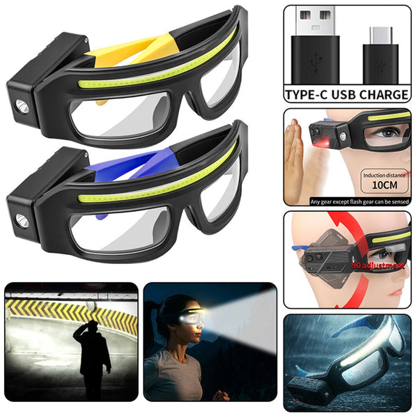 High Brightness LED Headlamp 90Adjustable Job Site & Security Lighting 5 Modes Rechargeable Flashlight Wave Sensor Control