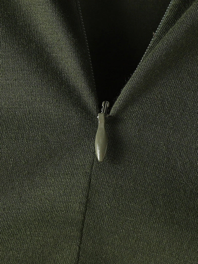 INCERUN Men's Solid Color Jumpsuits Stacked Collar Sleeveless Back Zipper Overalls