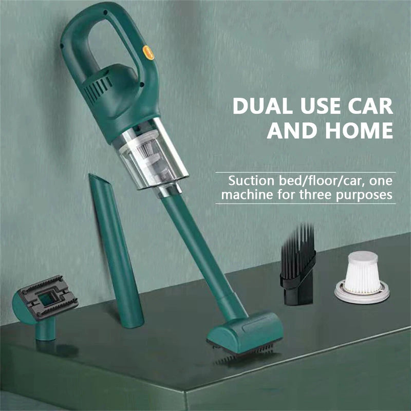 Cordless Handheld Vacuum Cleaner 120W 2000mAh 10Kpa Suction Power Lightweight for Home Car Pet Rechargeable Black/Green