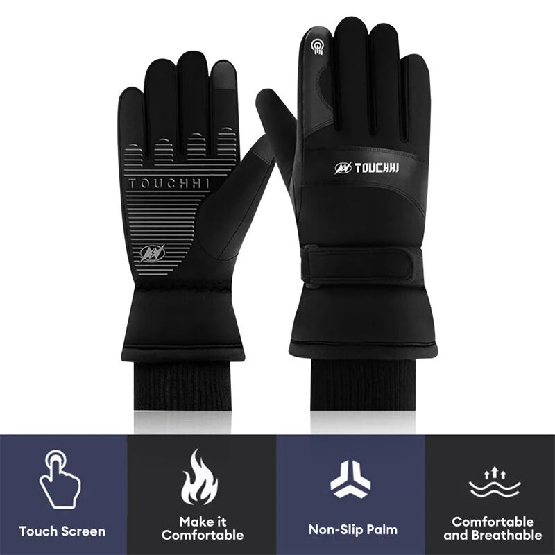 TENGOO USB Heated Gloves for Men Cycling Gloves Winter Waterproof Cold Padded Thickened Touch Screen Gloves Charging Heating Warm Gloves Outdoor Camping Skiing Motorcycle Gloves