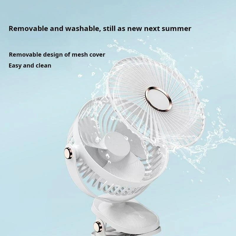 360 Adjustable Mini Silent Clip Fan 4000mAh 5 Speed USB Rechargeable Desktop Mini Fan Small Portable Silent Fan