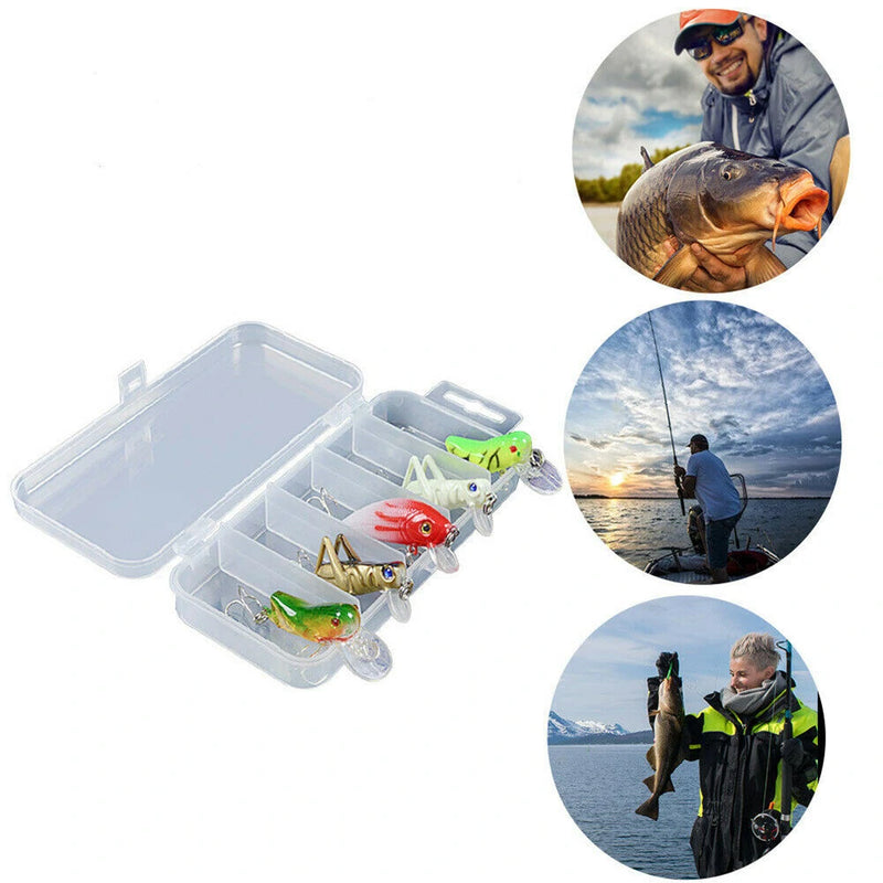 5pcs Topwater Minnow Fishing Lures Simulated Grasshopper Fishing Lure With Hook Mini Cricket Locust Top Water ArtificialBait