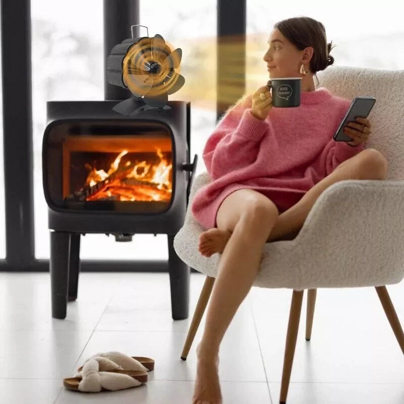 4/5/6 Blade Fireplace Fan Heat Powered Wood Burn Fan No Electricity Oven Fan for Stove/Log Burner/Fireplace Eco Friendly Fan