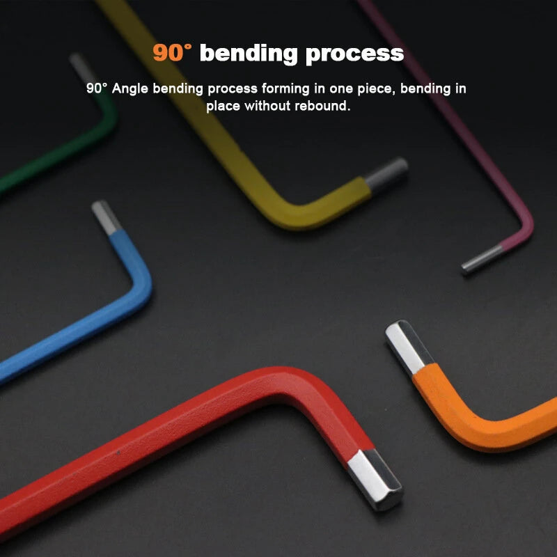 RIDERACE 7Pcs S2 Alloy Steel Portable Mini Bicycle Inner Hexagon Wrench Set 1.5/2/2.5/3/4/5/6mm Spanner Flat Ball Opening Colorful MTB Road Bike Repair Tool Kit