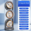 Tevorex Three Head Desktop Portable Fan 360Rotation Oscillation Multi-Angle Adjustment USB Rechargeable Cooling Efficiency Silent Fan for Home Office