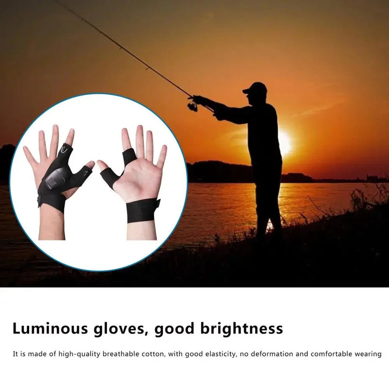 ZANLURE 1PCS/1Pair USB Charging Night Fishing Gloves for Outdoor Cycling Running Sports Flashlight Half Finger Gloves