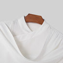 INCERUN Men Irregular Long Sleeve Shirts Fashion Solid Color Lapel Top for Men Spring Fall Large Size S-5XL