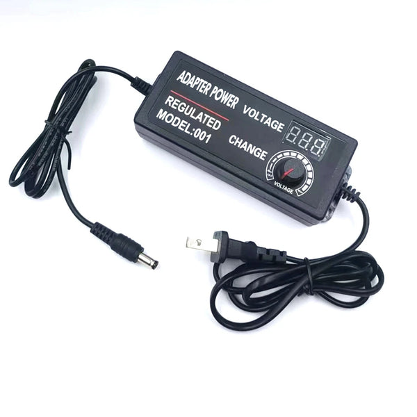 3-36V2A Adjustable Voltage Power Adapter with Clear Display Universal Input and High-Efficiency Operation Customizable AC/DC Cable Lengths Ideal for Various Devices Worldwide