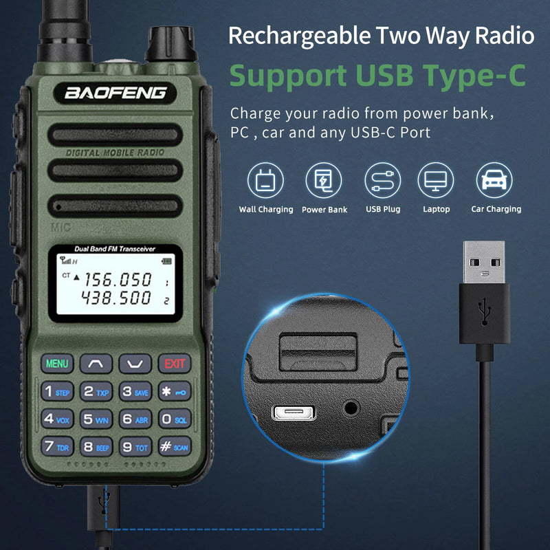 BaoFeng UV-13 PRO V2 Powerful Dual Band Walkie Talkie Type-C Charger 16KM Long Range UV13 Pro Transceiver Ham Two Way Radio