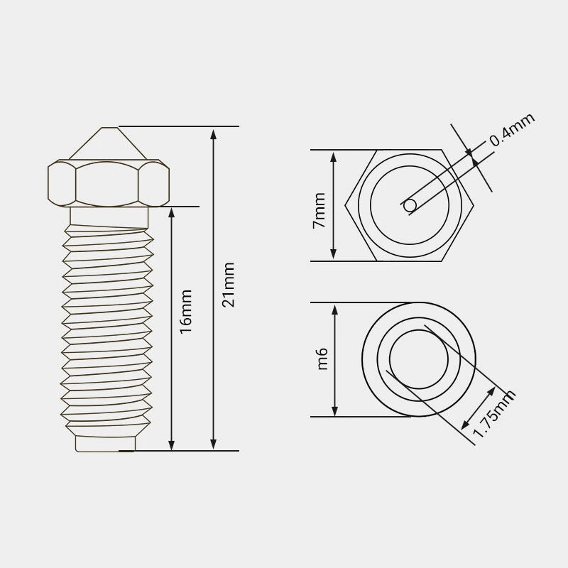 Anycubic Kobra 2 0.4mm Brass Volcano Nozzle Filament High Temperature Resistance CNC Precision for 3D Printer