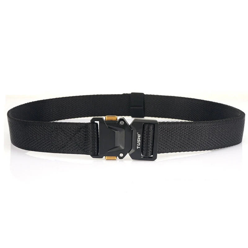 TUSHI 120cm Metal Rotating Buckle Tactical Belt Nylon Wistand Inserting Buckle Casual Military Fan for Men Women