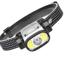 Wave Sensor 2000mAh 400LM 5 Lighting Modes LED Headlamp USB Rechargeable Head Torch COB Outdoor Cycling Adventure Fishing Flashlight Bike Headlamp