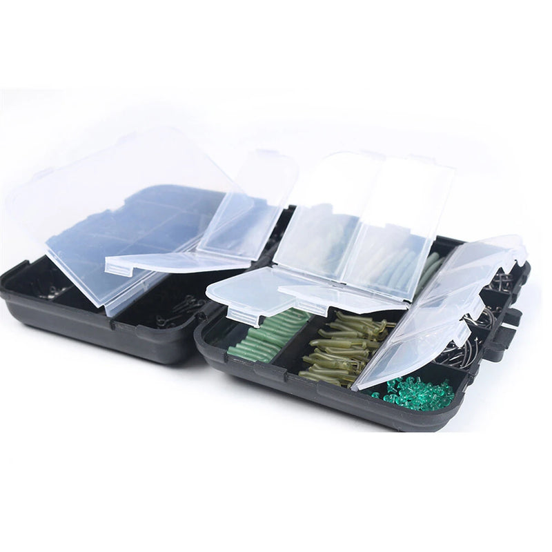 Anmuka 420pcs Fishing Tackle Kit ABS Boxed Fishing Accessories Set with Hooks Swivels Beads Locking Pins Screw Block Beans Anti-winding Sleeves Fit for Anglers