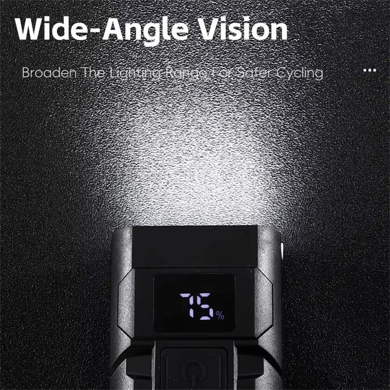 WEST BIKING 400Lm Digital Power Display Bike Headlight Waterproof Type-C Charging Flashlight 8 LED Beads High Brightness Bicycle Front Light for Road Night Riding
