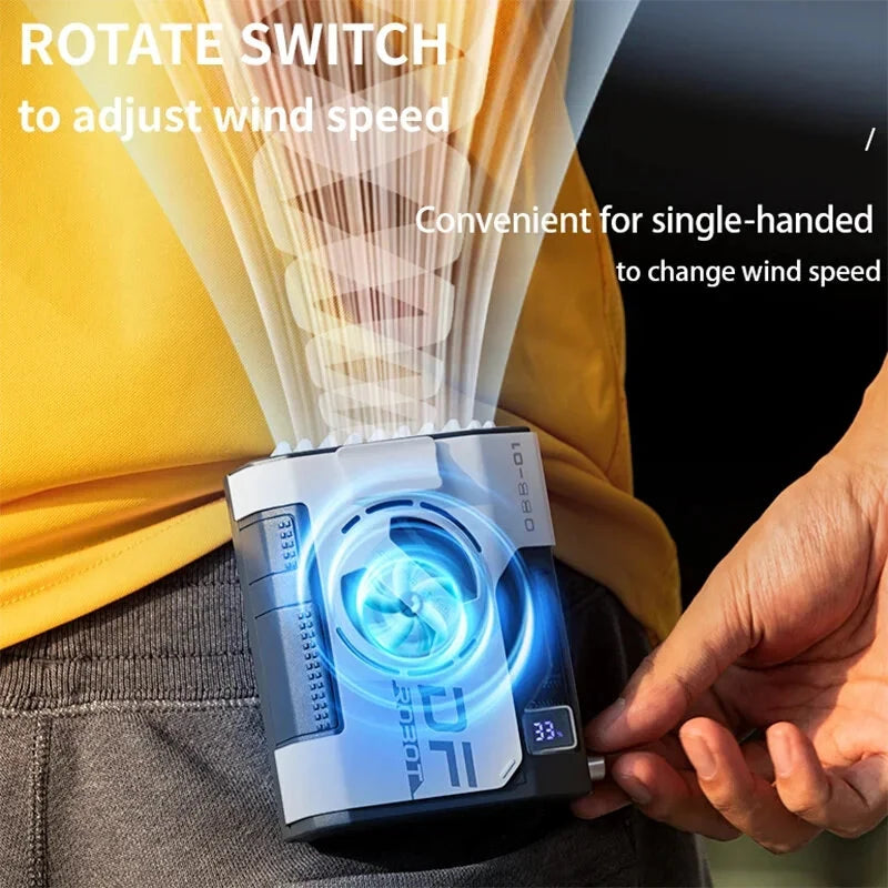 5000mAh/10000mAh Hanging Neck/Waist Fan USB Rechargeable Ultra-Light Mini Portable Fan For Outdoor Camping Hiking Climbing Running Sport
