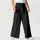 INCERUN Mens Pants Solid Color Loose Fit High Waist Tie Straight Leg Pants for Men Casual Comfy Male Trousers