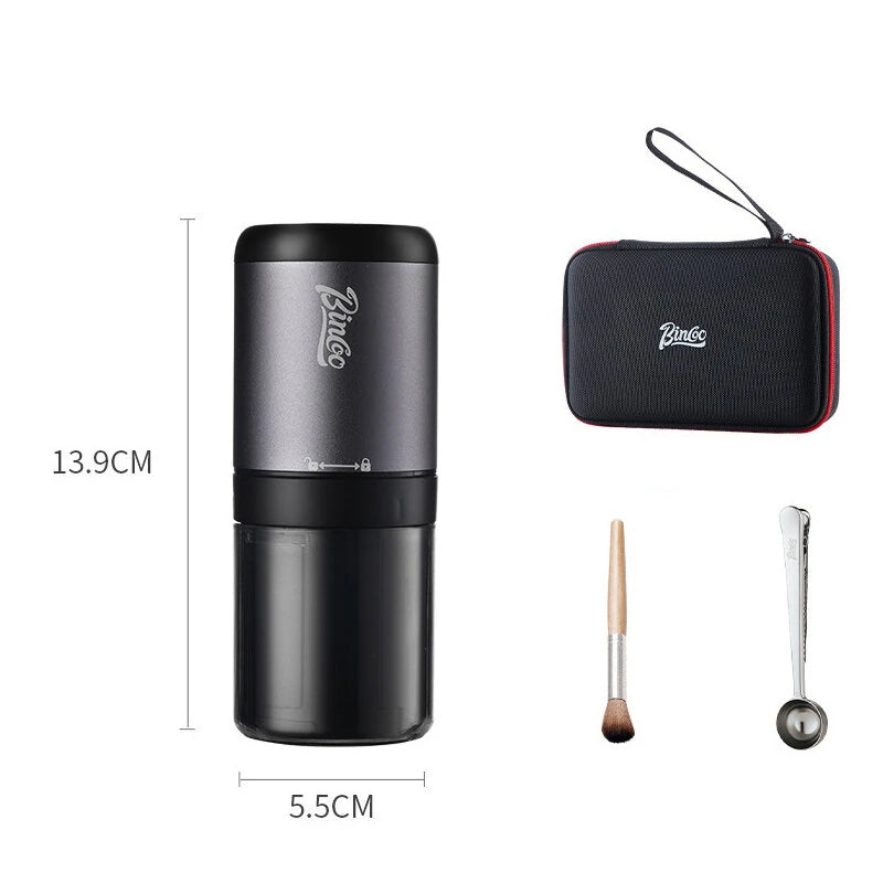 Bincoo Portable Electric Coffee Grinder Wireless USB Chargeable Professional Stainless Steel Burr Grinder Milling Machine