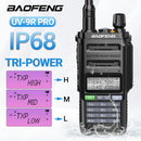 Baofeng UV-9R Pro V2 High Power Long Range Walkie Talkie 128 Channels Tri-Power Multi-band Wireless Copy Frequency IP68 Waterproof Type-C Rechargeable Ham Two Way Radio with Flashlight