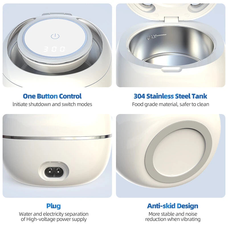 Ultrasonic Denture Cleaner UV Disinfection Children's Electric Toothbrush Head Cleaning Dual Cleaning Modes Braces Jewelry Cleaner