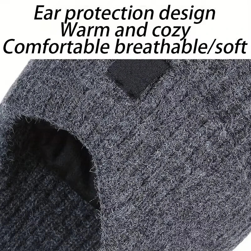 XANES Winter Bike Knitted Hat Outdoor Plush Warmth Cap Peaked Earmuff Fashion Casual Faux Fur Lined Bomber Hats Cycling Ear Protection