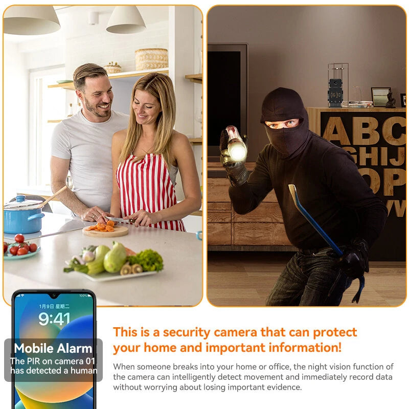 C11 3MP Tuya WiFi PTZ Robot Camera with Time Display 180 Viewing HD Night Vision Motion Detection Two-way Audio Alarm Setting Surveillance Security Cameras