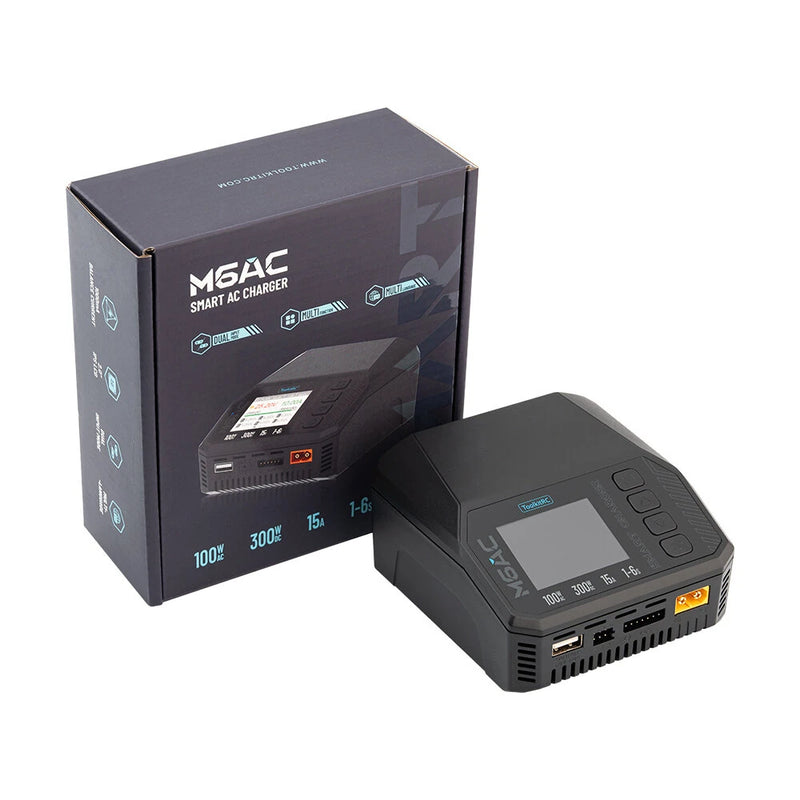 Toolkitrc M6AC AC 100W DC 300W 15A with IPS 2.0 Inch LCD Screen Balance Charger Discharger for 1-6S LiPo LiHv LiFe Lilon 1-16S NiMH 1-10S PB Battery