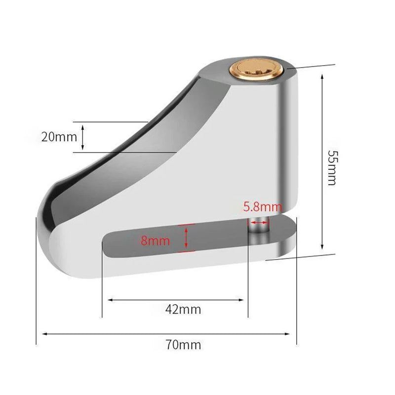 XANES Universal Portable Motorcycle Disc Brake Lock with Keys Alloy Steel Waterproof Anti-Theft Lock for Motorcycles Electric Vehicle