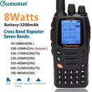 Wouxun KG-UV2Q 8W Multi Band Walkie Talkie UHF VHF AM FM High Power Long Range SOS 999 Channels Two Way Radio for Traveling