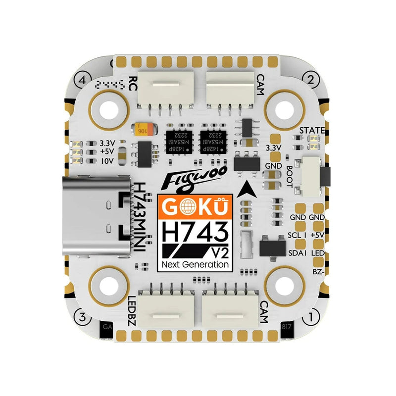 20x20mm Flywoo GOKU H743 PRO Mini Flight Controller Mini AM32 45A 32Bit 128K ESC Stack for FPV Racing Drones Support DJI O4 / O4 Pro