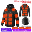 TENGOO HZ-23 23 Zones Heating Jacket Zipper Adjustable Size USB Charging Smart Thermal Warm Jacket Men's Heated Hooded Coat Outdoor Sportswear