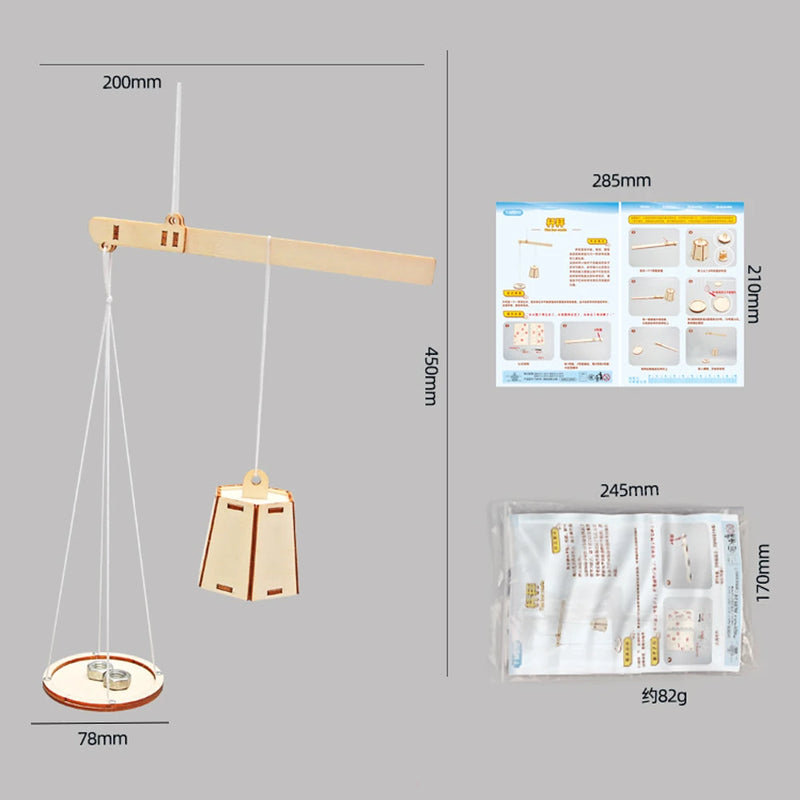 Wooden Weighing Beam Scale Model Assembly Kit DIY Children's Science Experiment Education Puzzle Toy Student Technology Small Production