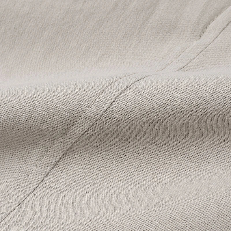 INCERUN Men Shirt Solid Color Long Sleeve Linen Shirts Mens Top V-neck Ethnic Casual Male Clothing