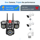 Guudgo 6MP Triple Lens Security Camera Wireless Outdoor WiFi 360 View 10X Zoom Color Night Vision Human Detect 2 Way Audio IP66 Waterproof CCTV Cameras