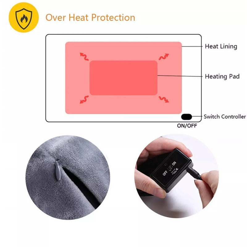 TENGOO USB Electric Heated Shawl 100*70cm Soft Flannel Heated Wrap Blanket Winter Wearable Fast Heating Electric Throw Blanket for Office Outdoor Camping