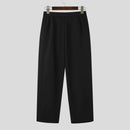 INCERUN Mens Pant Pleated Solid Color Trousers Casual Trendy Korean Pleated Solid Color Casual Pants