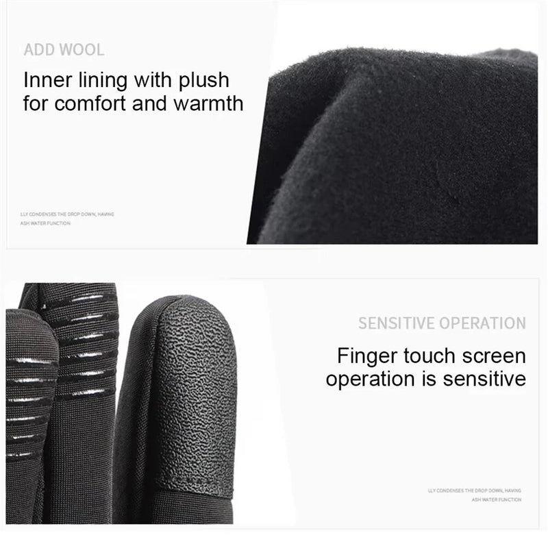 IPRee Winter Cycling Gloves for Men's Warm Outdoor Sports Windproof Anti Slip Waterproof Velvet Touchable Screen Gloves Gloves