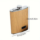 400ml Wood Grain Flask Set Stainless Steel Men's Small Hip Flask with Cup Funnel Metal Outdoor Portable Flask Portable Wine Kit