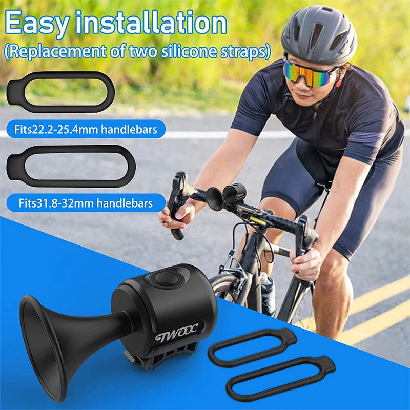 120dB Loud Bike Horn Bell Long Battery Waterproof Handlebar Visibility Easy Installation Alarm Warning Bicycle Bell