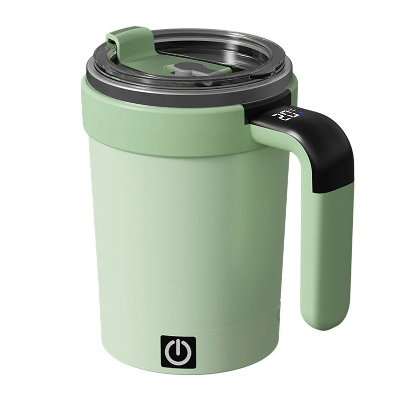 IPRee 380ML Detachable Automatic Magnetic Stirring Mug with Straw & Lid Stainless Steel Waterproof USB Electric Mixing Coffee Mug