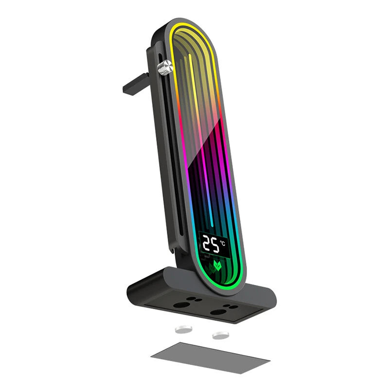COOLMOON GH3Pro Temperature Display Magnetic Graphic Card Holder Support 5V ARGB Sync Vertical GPU Holder Aluminum Alloy Stand Bracket for Desktop Computer