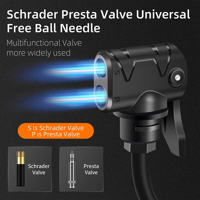 WEST BIKING 100PSI Mini Bicycle Air Pump Portable Hand Pump Hose MTB Mountain Road Universal Schrader Presta Valve Waterproof Tire Inflator for Ball Cycling